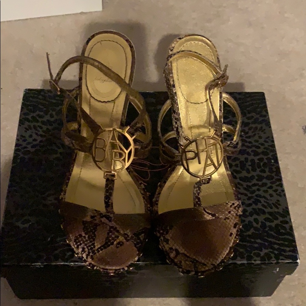 Baby Phat gold heel sandals